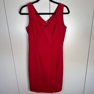 White House Black Market Womens Sz 2 Dark Pink Dress V-neck Sheath Dress Chic